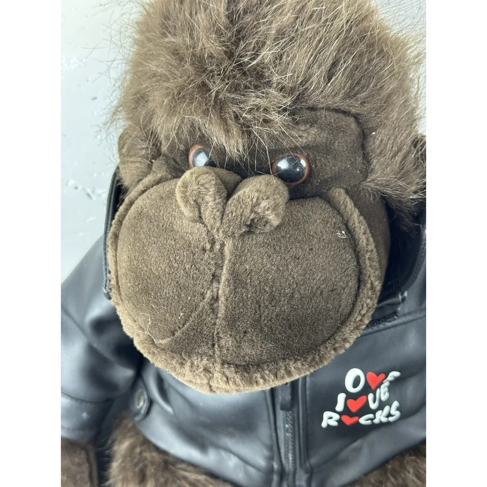 Dan Dee Collectors‎ Choice Gorilla Plush Our Love Rocks Faux Leather Jacket EUC